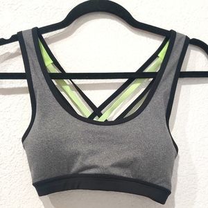 Marika grey and neon green sports bra Small